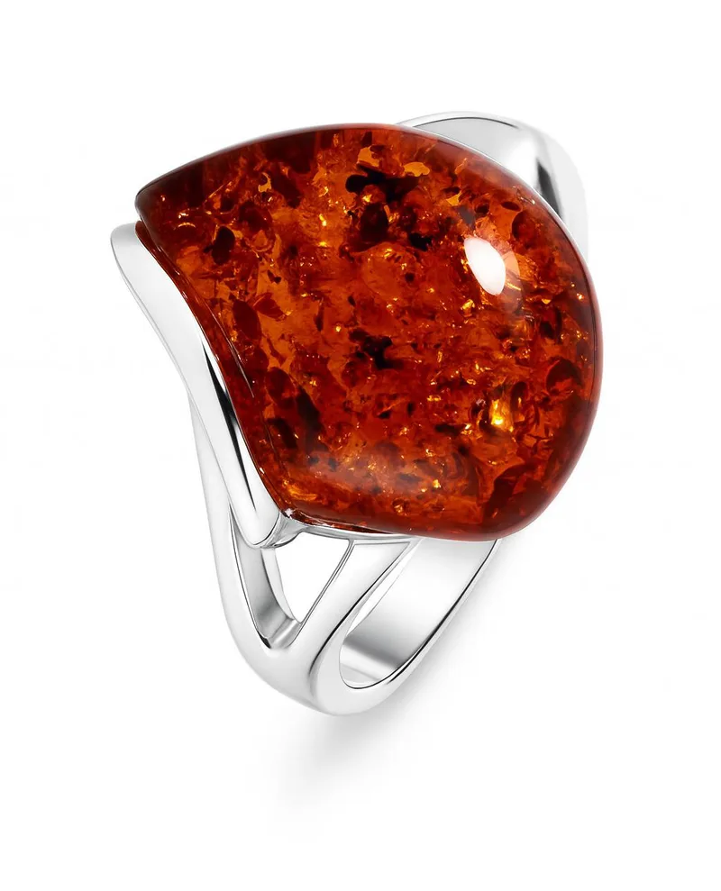 Bague Ambre Taille Fantaisie en Argent 925 pour femme - Bijoux Trabbia Vuillermoz