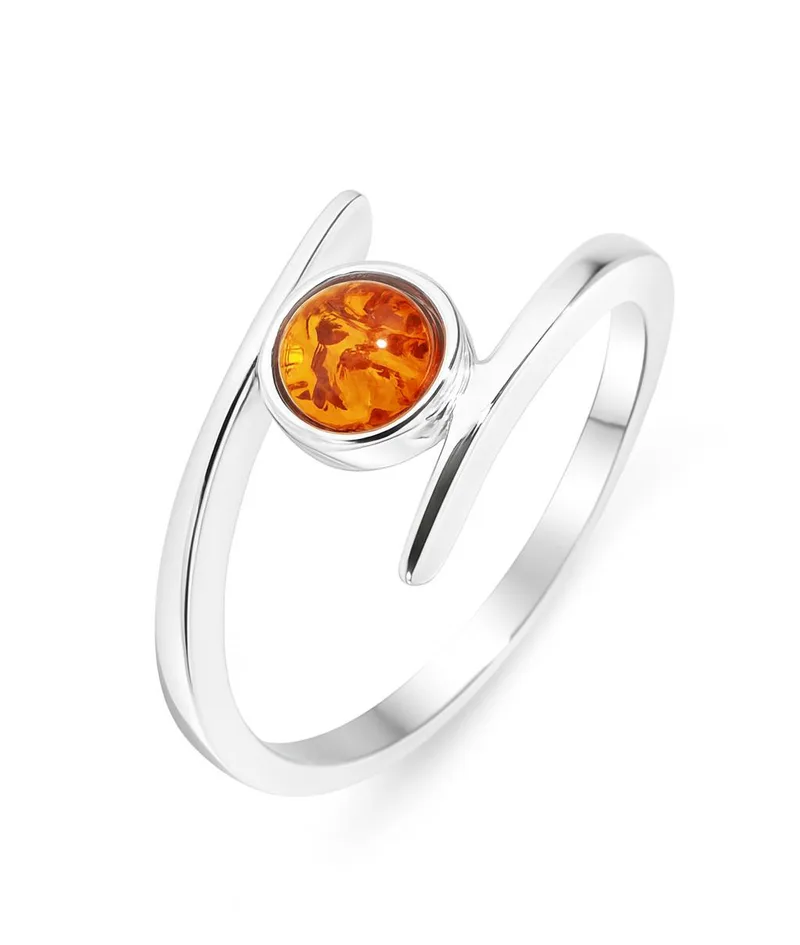 Bague Ambre Ronde 6mm en Argent 925 pour femme - Bijoux Trabbia Vuillermoz